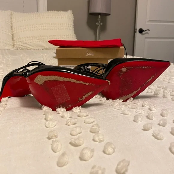 Christian Louboutin Confusa 100 Size 8-8.5 Patent Black Killer Heels - Picture 6 of 12